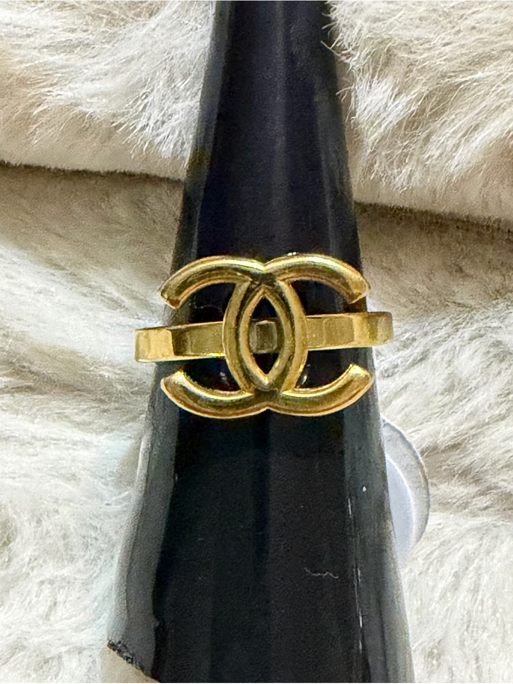 Stainless steel Gold CC Ring - Picture 2 of 3
